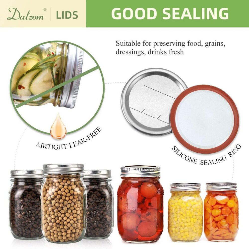48Pcs Canning Lids with Rings Wide Mouth, Premium Mason Jar Lids with Bands/Ring - Picture 4 of 6